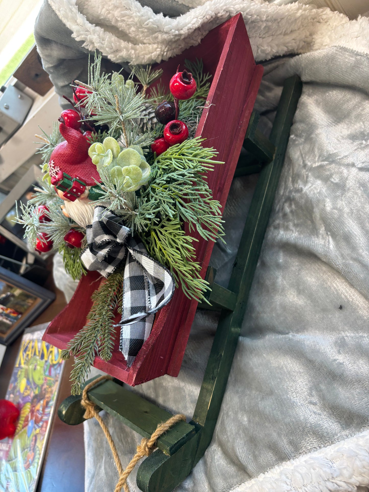 Christmas Sled full of Christmas foliage!!!